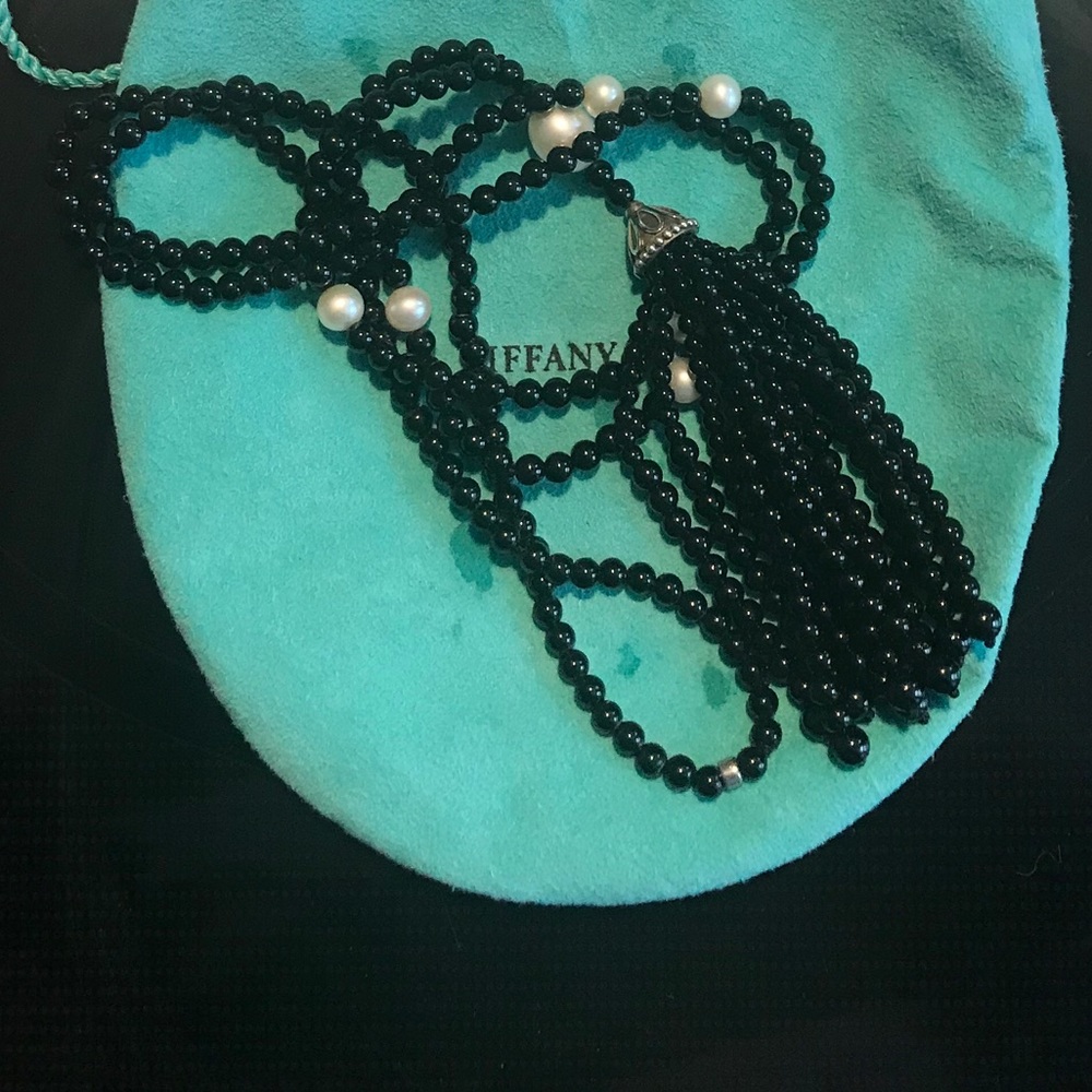 Tiffany Ziegfeld Tassel Necklace in Onyx + Pearl